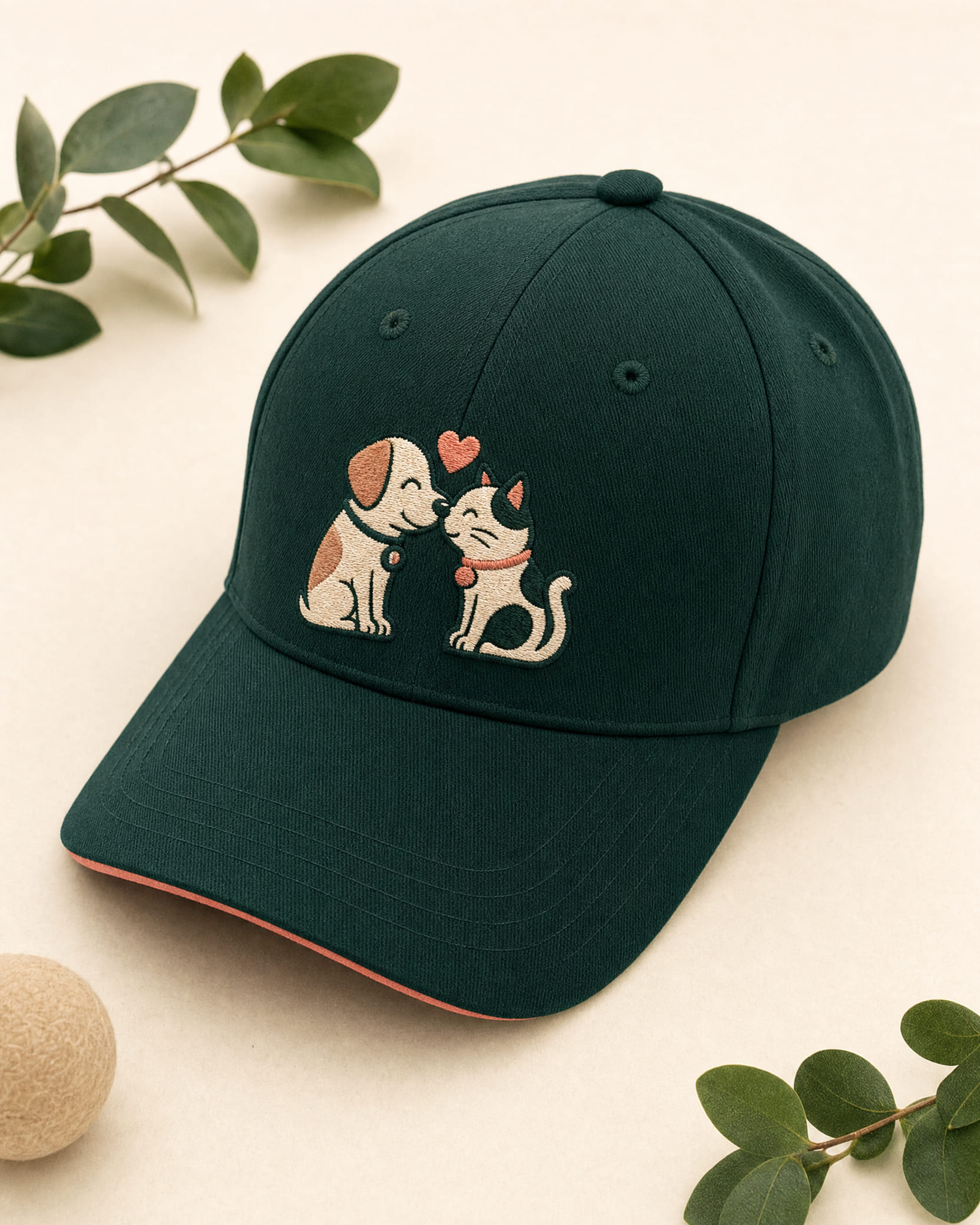 Deep forest green PetAmor embroidered cap